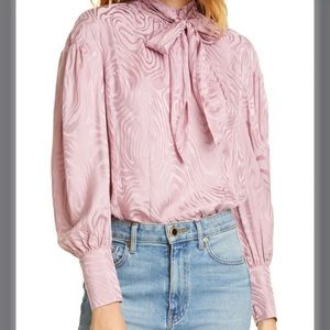 Rebecca Taylor light pink swirl jacquard blouse